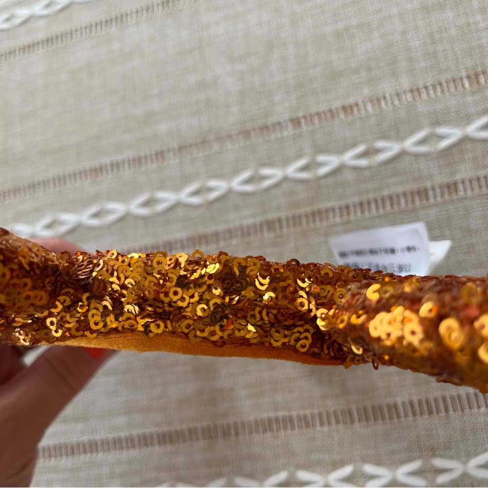 Purple Fabric and  Orange Sequin Mouse Ears Headbands - Picture 10 of 10